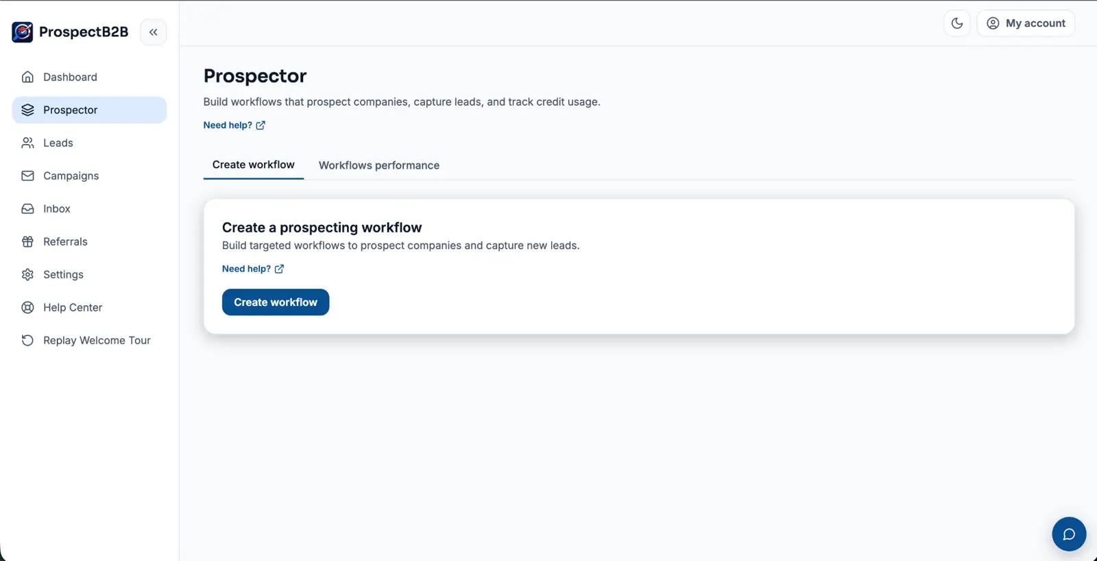 ProspectB2B B2B prospecting screen with lead lists and company data